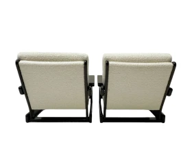 Mid-Century Modern Wenge Lounge Chairs with Bouclé Upholstery, 1970s